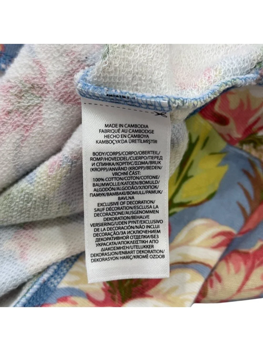 Polo Ralph Lauren Women Size L  Floral Sweatshirt Pullover Tropical Cotton - Picture 7 of 8